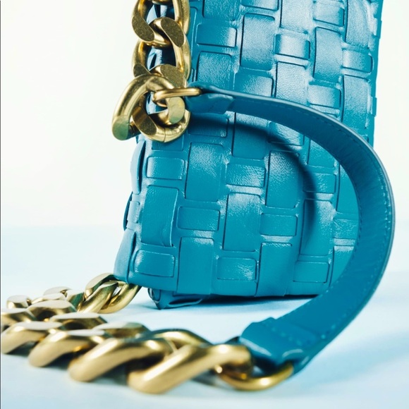 ZARA BNWT Turquoise Leather Chain Strap Shoulder bag BNWT - Picture 8 of 9